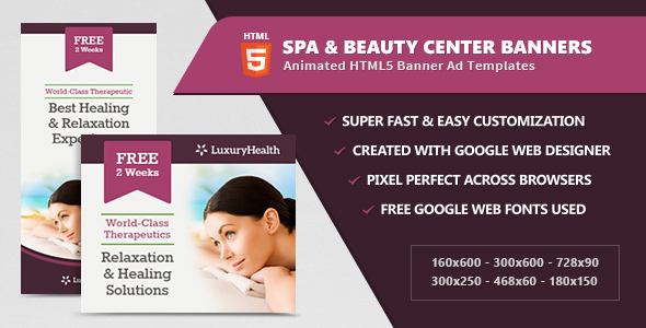Spa & Health Banner Ad Templates – HTML5 Animated