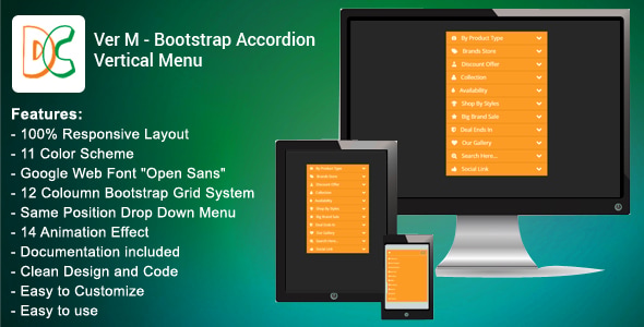 Ver M – Bootstrap Accordion Vertical Menu Nulled