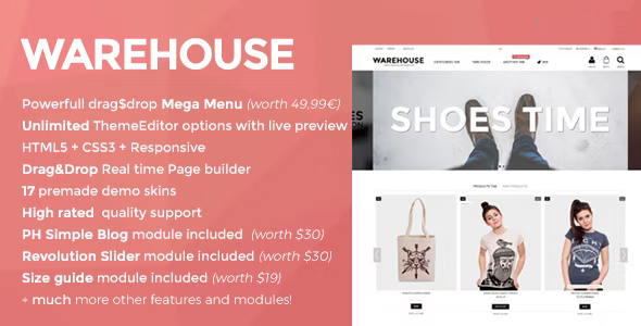 Warehouse – Prestashop theme with paqe builder