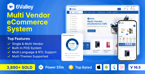 6Valley Multi-Vendor eCommerce CMS – Complete eCommerce Mobile App, Website, Seller and Admin Panel