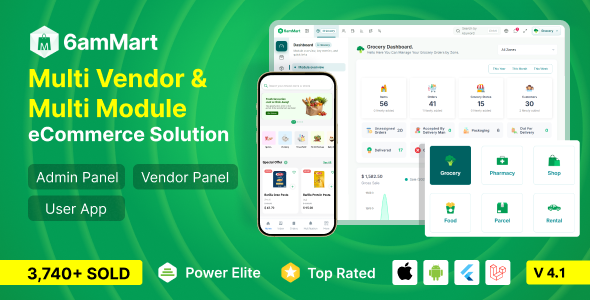 6amMart – Multivendor Food, Grocery, eCommerce, Parcel, Pharmacy delivery app with Admin & Website — Flutter preview