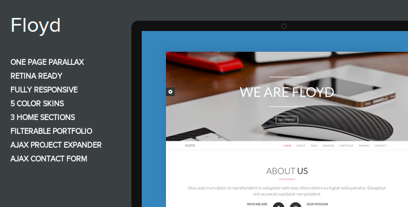 Floyd – One Page Parallax Theme Review: Bold Creative