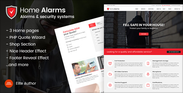HomeAlarms Review: Security Site Template