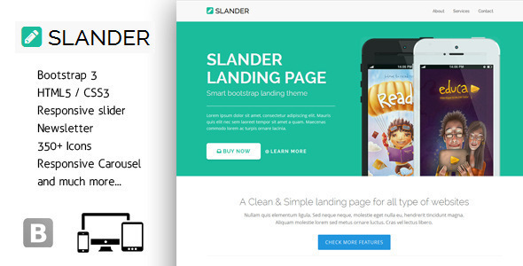 Slander Review: Responsive Bootstrap Landing Page