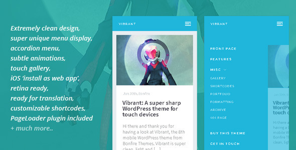 Vibrant Review: Super Sharp WordPress Mobile Theme